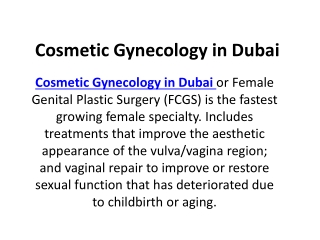 Cosmetic gynecology UAE