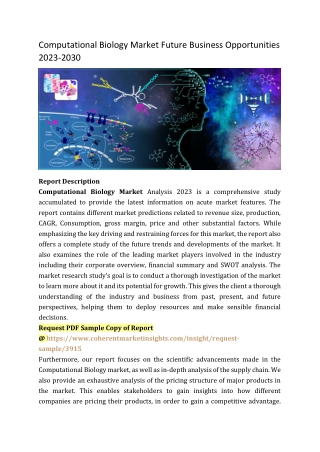 Computational Biology Market Future Business Opportunities 2023-2030