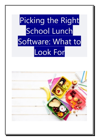 Picking the Right School Lunch Software - What to Look For