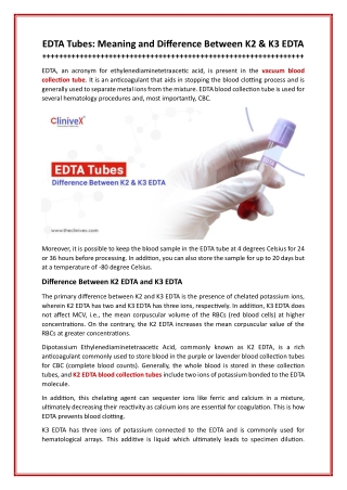 EDTA Tubes - Meaning and Difference Between K2 & K3 EDTA