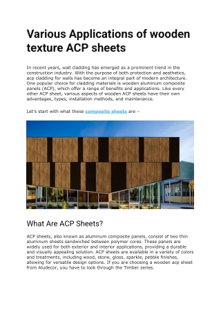 Various Applications of wooden texture ACP sheets