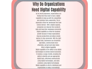 Why Do Organizations Need Digital Capability