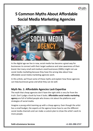 Common Myths about Affordable Social Media Marketing Agencies