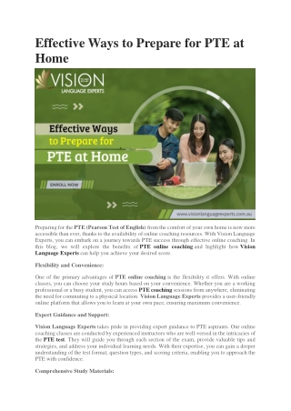 Effective Ways to Prepare for PTE at Home
