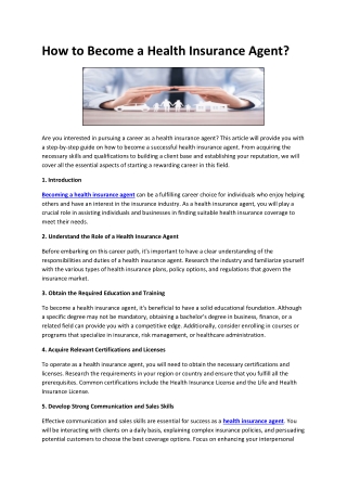 How to Become a Health Insurance Agent?