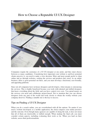 How to Choose a Reputable UI UX Designer