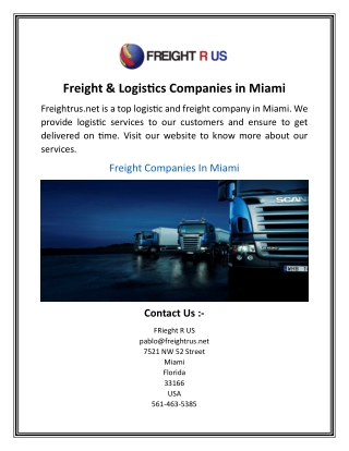 Freight & Logistics Companies in Miami