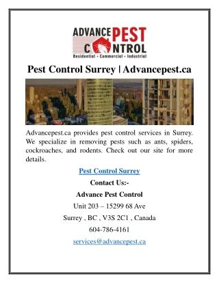 Pest Control Surrey Advancepest.ca