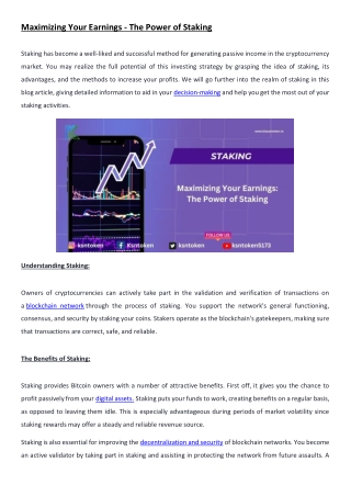 Maximizing Your Earnings - The Power of Staking