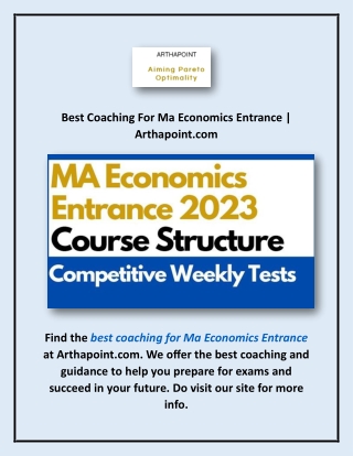 Best Coaching For Ma Economics Entrance | Arthapoint.com