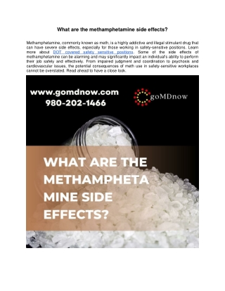 What are the methamphetamine side effects