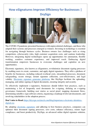 How eSignatures Improve Efficiency for Businesses - DrySign