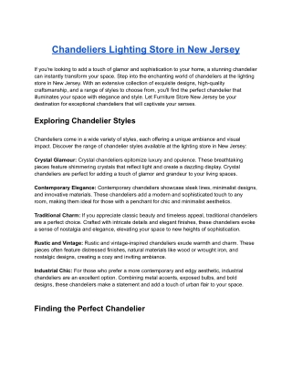 Chandeliers Lighting Store in New Jersey