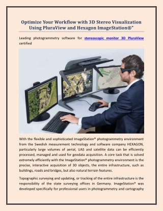 Optimize Your Workflow with 3D Stereo Visualization Using PluraView and Hexagon ImageStation®