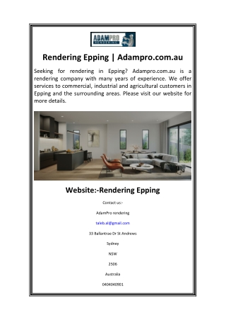 Rendering Epping  Adampro.com.au