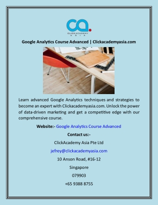 Google Analytics Course Advanced  Clickacademyasia