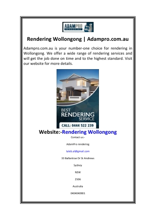 Rendering Wollongong  Adampro.com.au
