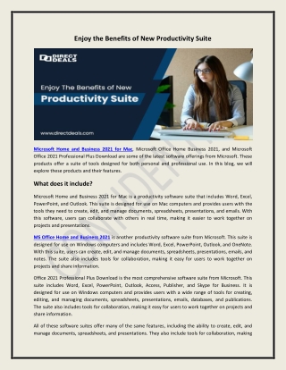 Enjoy the Benefits of New Productivity Suite