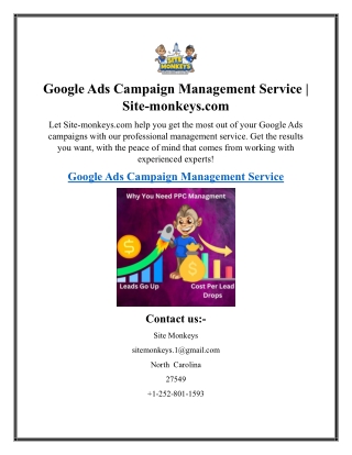 Google Ads Campaign Management Service  Site-monkeys