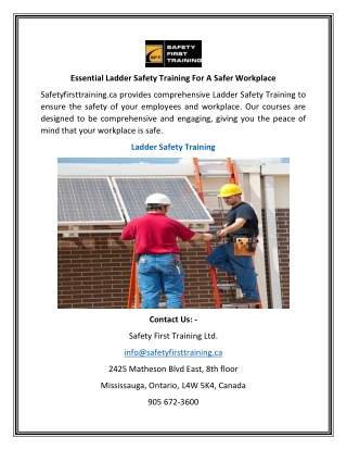 Essential Ladder Safety Training For A Safer Workplace