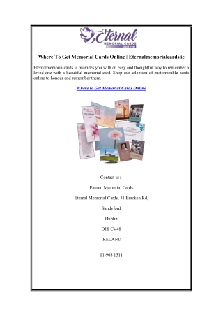 Where To Get Memorial Cards Online  Eternalmemorialcards.ie