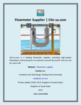 Flowmeter Supplier  Cttc-sa