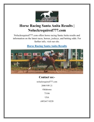 Horse Racing Santa Anita Results  Noluckrequired777