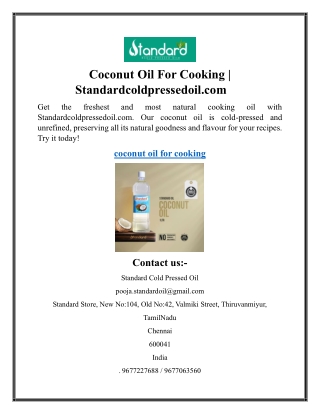 Coconut Oil For Cooking   Standardcoldpressedoil.com