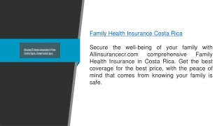 Family Health Insurance Costa Rica  Allinsurancecr.com