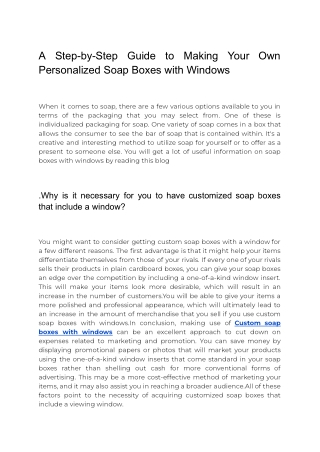 A Complete Guide To Custom Soap Boxes With Window