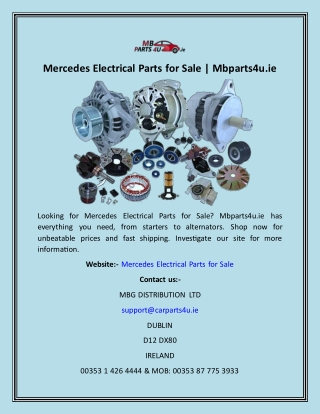 Mercedes Electrical Parts for Sale  Mbparts4u.ie