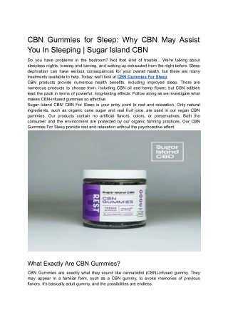 CBN Gummies for Sleep_ Why Cannabinoids May Assist You In Sleeping _ Sugar Island CBN