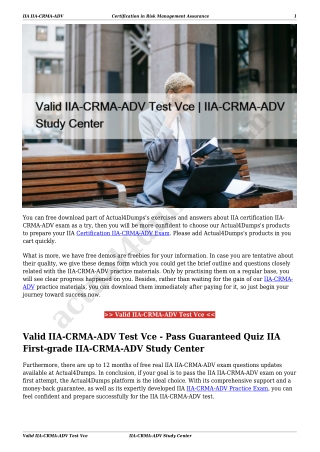 Valid IIA-CRMA-ADV Test Vce | IIA-CRMA-ADV Study Center