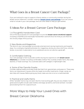 What Goes in a Breast Cancer Care Package