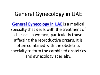 General Gynecology in UAE