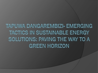 Tapuwa Dangarembizi- Emerging Tactics in Sustainable Energy Solutions Paving the Way to a Green Horizon