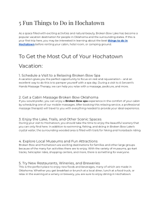 2023 - 5 Fun Things to Do in Hochatown