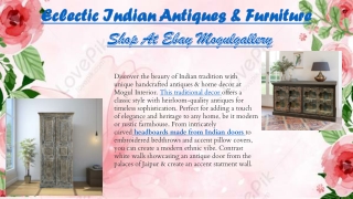 Eclectic Indian Antiques & Furniture