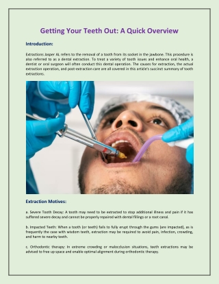 Getting Your Teeth Out - A Quick Overview