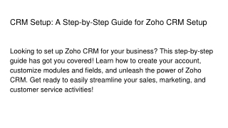 CRM Setup_ A Step-by-Step Guide for Zoho CRM Setup