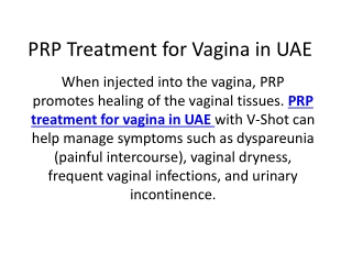 PRP Treatment for Vagina in UAE