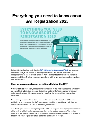 Everything you need to know about SAT Registration PDF