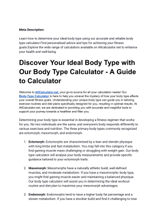 _Discover Your Ideal Body Type with Our Body Type Calculator