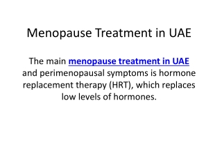 Menopause treatment in UAE