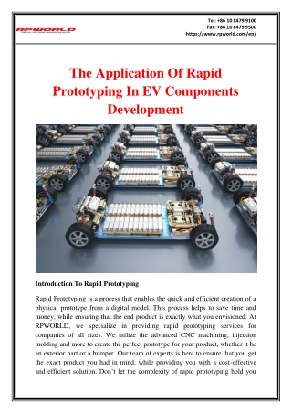 The Application Of Rapid Prototyping In EV Components Development