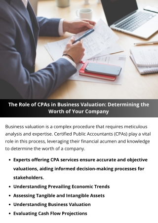 The Role of CPAs in Business Valuation Determining the Worth of Your Company