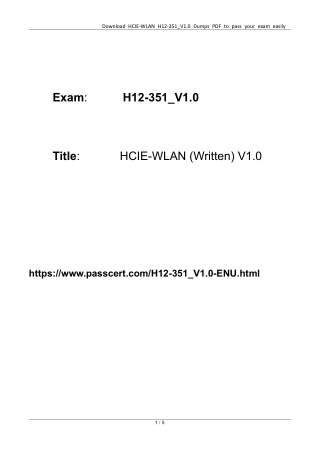 H12-351_V1.0 HCIE-WLAN (Written) V1.0 Exam Dumps