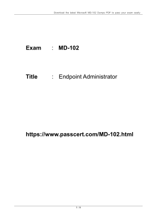 Microsoft MD-102 Endpoint Administrator Dumps PDF