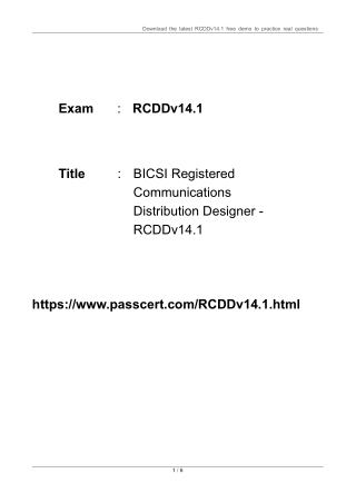 RCDD Certification RCDDv14.1 Exam Dumps PDF