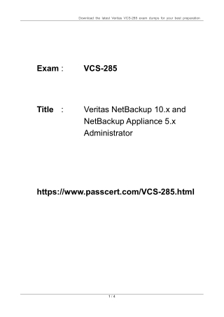 Veritas NetBackup VCS-285 Exam Dumps PDF